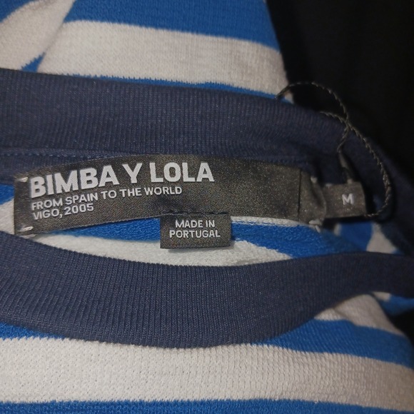 Bimba y Lola Striped Long Sleeve Top Red Dog Patch Crew Neck Women - Picture 5 of 5